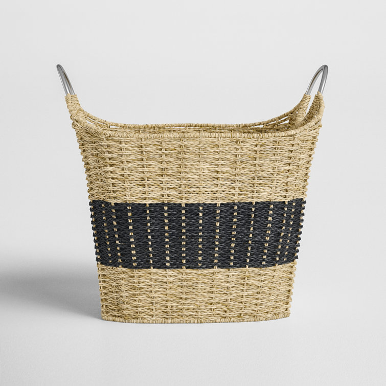 Jute Rattan Dark Extra Large Seagrass Shopping Basket with Metal Frame